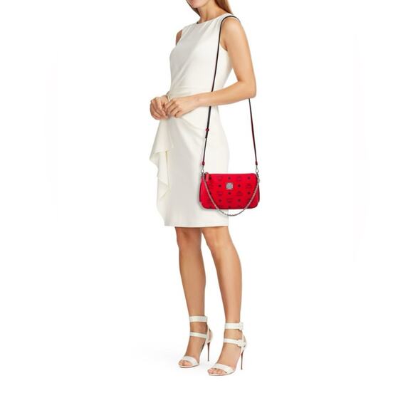 MCM Red Crossbody Bag with Metallic Accents - Picture 6 of 6